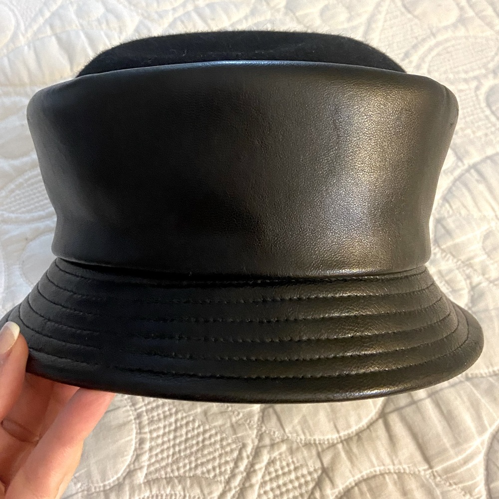 MARZI Neiman Marcus Black Leather Hat